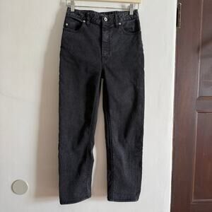 JUST CAVALLI | Women's Washed Black Mom Jeans Tapered Relaxed Fit Denim | 25